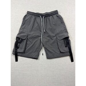 Fashion Jeans Cargo Shorts Men L Gray Good Elastic Waist Drawstring Utility